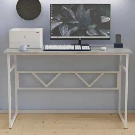 Стіл письмовий Раян Ferrum-decor 750x1400x700 Білий метал ДСП Бетон 16 мм (FRD-106502) Стіл письмовий Раян Ferrum-decor 750x1400x700 Білий метал ДСП Бетон 16 мм (FRD-106502)