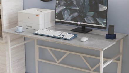Стіл письмовий Раян Ferrum-decor 750x1400x700 Білий метал ДСП Бетон 16 мм (FRD-106502) Стіл письмовий Раян Ferrum-decor 750x1400x700 Білий метал ДСП Бетон 16 мм (FRD-106502)