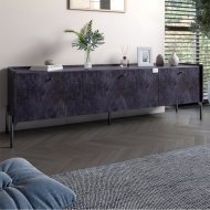 Тумба під телевізор на 3 шухляди LION Wood з чорними ніжками 160х65х40 см Бетон темний (LION-043095)