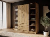 Гардеробна / шафа для одягу Perfect Home Келлі / Kelly 4DRD 4-дверна з боковими прозорими дверцятами Дуб артизан (PFH-091889)