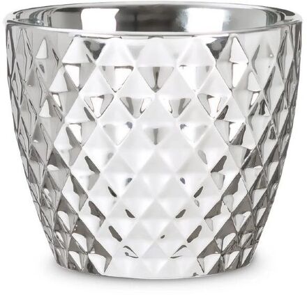 Кашпо для квітів Mirror Silver кераміка 14 дзеркальний з фактурою 60473