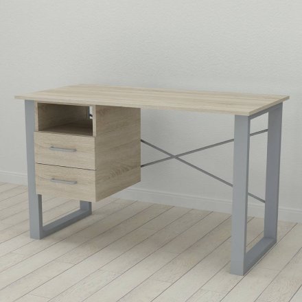 Письмовий стіл із ящиками Ferrum-decor Оскар 750x1200x600 метал Сірий ДСП Дуб Сонома 16 мм (FRD-103230)