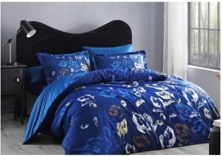 Постільна білизна сатин Delux Tallin lacivert v2 синій євро svt-2000022297257 Постільна білизна сатин Delux Tallin lacivert v2 синій євро svt-2000022297257