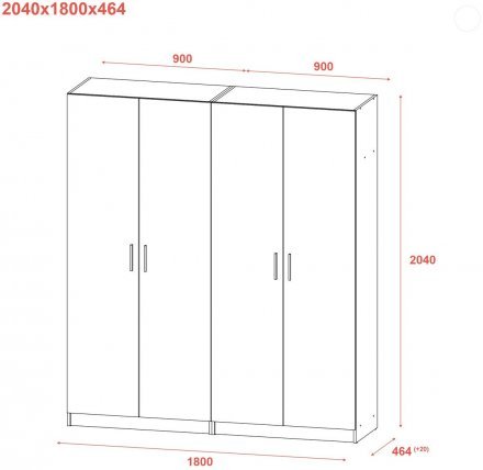 Шафа для одягу Doros Промо Сірий 2+2 ДСП 180х48х204 DRS-011630 (80737766) Шафа для одягу Doros Промо Сірий 2+2 ДСП 180х48х204 DRS-011630 (80737766)