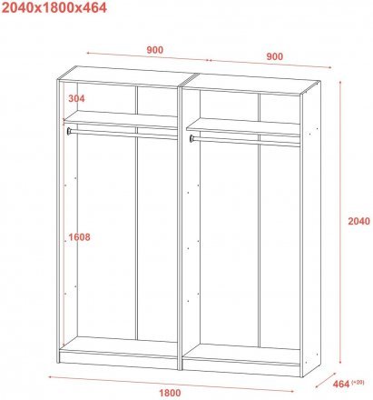 Шафа для одягу Doros Промо Сірий 2+2 ДСП 180х48х204 DRS-011630 (80737766) Шафа для одягу Doros Промо Сірий 2+2 ДСП 180х48х204 DRS-011630 (80737766)