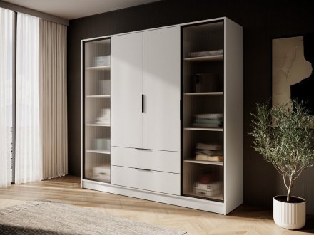 Гардеробна / шафа для одягу Perfect Home Келлі / Kelly 4DRD 4-дверна з боковими прозорими дверцятами Кашемір (PFH-091890) Гардеробна / шафа для одягу Perfect Home Келлі / Kelly 4DRD 4-дверна з боковими прозорими дверцятами Кашемір (PFH-091890)