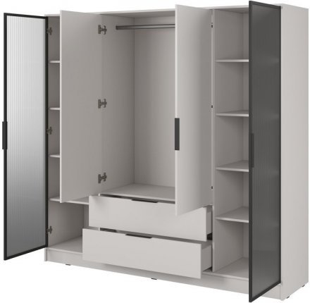 Гардеробна / шафа для одягу Perfect Home Келлі / Kelly 4DRD 4-дверна з боковими прозорими дверцятами Кашемір (PFH-091890) Гардеробна / шафа для одягу Perfect Home Келлі / Kelly 4DRD 4-дверна з боковими прозорими дверцятами Кашемір (PFH-091890)