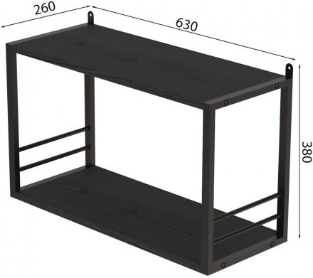 Книжкова полиця універсальна Ferrum-decor Стим 1 38x63x26 чорний ДСП Сосна Кембра 16мм (FRD-104090)