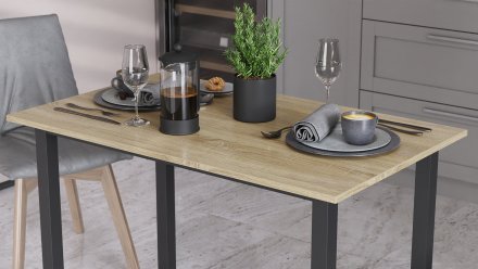 Стіл універсальний Knap Ferrum-decor 750x1400x600 Чорний метал ДСП Дуб Сонома 16 мм (FRD-106357)