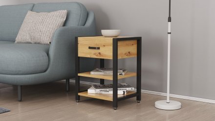 Тумба універсальна Ferrum-decor Вів'єн 1/2 50x41x40 чорний ДСП Дуб Артизан 16мм (FRD-104123) Тумба універсальна Ferrum-decor Вів'єн 1/2 50x41x40 чорний ДСП Дуб Артизан 16мм (FRD-104123)