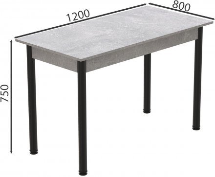 Стіл кухонний Ferrum-decor Беніта 75x120x80 Чорний ДСП Бетон 16мм (FRD-105572)