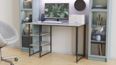 Стіл письмовий Кевін Ferrum-decor 75x140x70 Чорний метал ДСП Бетон 16 мм (FRD-106573) Стіл письмовий Кевін Ferrum-decor 75x140x70 Чорний метал ДСП Бетон 16 мм (FRD-106573)
