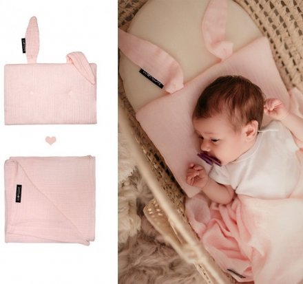 Подушка-кролик муслінова 20x30 см Powder Pink lullalove-7446 Подушка-кролик муслінова 20x30 см Powder Pink lullalove-7446