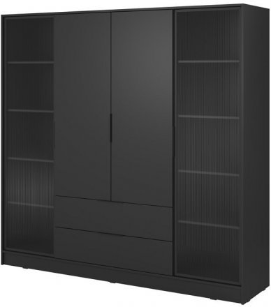 Гардеробна / шафа для одягу Perfect Home Келлі / Kelly 4DRD 4-дверна з боковими прозорими дверцятами Чорний (PFH-091891) Гардеробна / шафа для одягу Perfect Home Келлі / Kelly 4DRD 4-дверна з боковими прозорими дверцятами Чорний (PFH-091891)