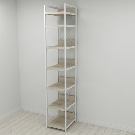 Шафа Гардероб Уні секція 4 серії Конект Ferrum-decor 220x40x50см Білий метал ДСП Дуб Сонома 32 мм (FRD-104557)
