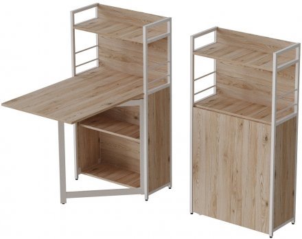 Стіл книжка з етажеркою Практик 1 Ferrum-decor 1200x640x990 Білий метал ДСП Дуб Сан-Марино 16 мм (FRD-104619) Стіл книжка з етажеркою Практик 1 Ferrum-decor 1200x640x990 Білий метал ДСП Дуб Сан-Марино 16 мм (FRD-104619)