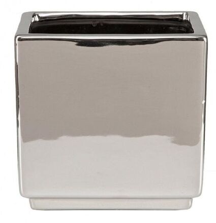 Кашпо для квітів Mirror Silver кераміка 18 дзеркальний куб 58687