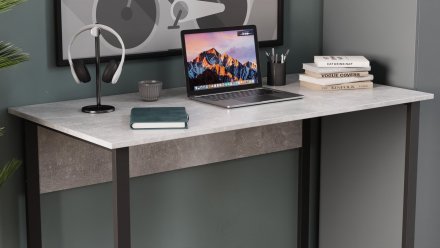 Стіл письмовий Курт Ferrum-decor 75x140x70 Чорний метал ДСП Бетон 16 мм (FRD-106645) Стіл письмовий Курт Ferrum-decor 75x140x70 Чорний метал ДСП Бетон 16 мм (FRD-106645)