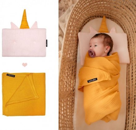 Подушка-єдиноріг муслінова 20x30 см Powder Pink lullalove-7521 Подушка-єдиноріг муслінова 20x30 см Powder Pink lullalove-7521