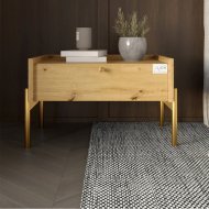 Тумба приліжкова LION Wood з однією шухлядою Дуб Артизан (золоті ножки) (LION-041316) Тумба приліжкова LION Wood з однією шухлядою Дуб Артизан (золоті ножки) (LION-041316)