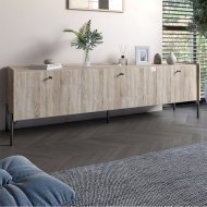 Тумба під телевізор на 3 шухляди LION Wood з чорними ніжками 160х65х40 см Дуб Сонома (LION-043100)