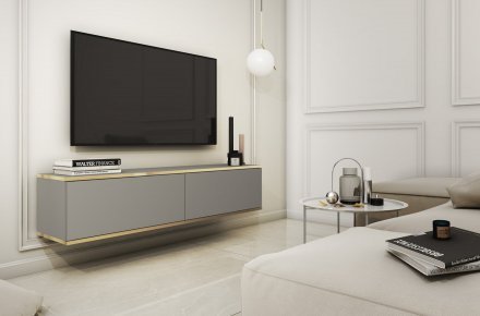 Тумба під телевізор навісна Perfect Home Оро / Oro 2-дверна RTV135 Сірий (PFH-091350) Тумба під телевізор навісна Perfect Home Оро / Oro 2-дверна RTV135 Сірий (PFH-091350)