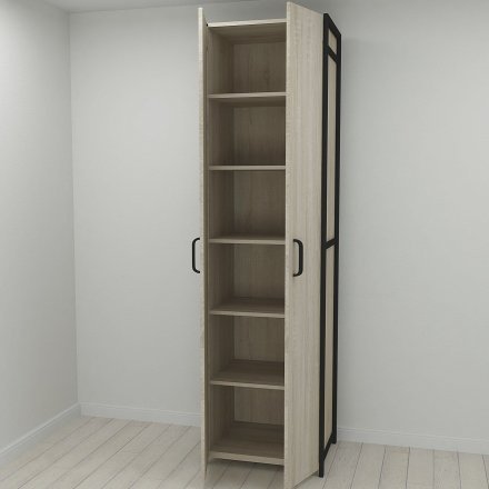 Шафа Гардероб Уні секція 7 серії Конект Ferrum-decor 220x60x50см Чорний метал ДСП Дуб Сонома 16 мм (FRD-104561) Шафа Гардероб Уні секція 7 серії Конект Ferrum-decor 220x60x50см Чорний метал ДСП Дуб Сонома 16 мм (FRD-104561)