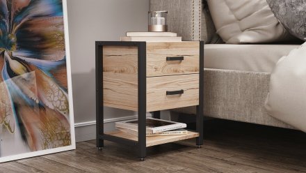Тумба універсальна Ferrum-decor Вів'єн 2/1 50x41x40 чорний ДСП Дуб Сан-Марино 16мм (FRD-104172)
