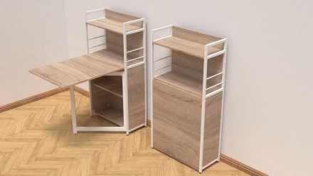 Стіл книжка з етажеркою Практик 1 Ferrum-decor 1200x640x990 Білий метал ДСП Дуб Сонома 16 мм (FRD-104621)