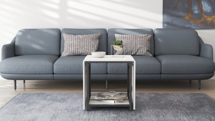 Стіл журнальний трансформер Куб Комбо Ferrum-decor 540x532x500 Чорний метал ДСП Біле 16 мм (FRD-105150)
