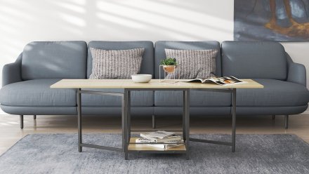 Стіл журнальний трансформер Куб Комбо Ferrum-decor 540x532x500 Чорний метал ДСП - Дуб Сонома 16 мм (FRD-105153)