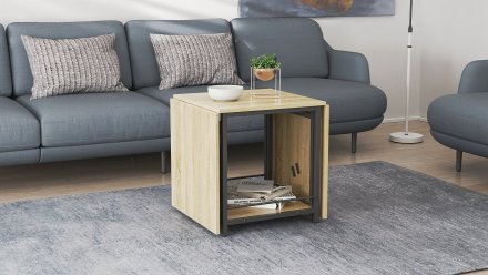 Стіл журнальний трансформер Куб Комбо Ferrum-decor 540x532x500 Чорний метал ДСП - Дуб Сонома 16 мм (FRD-105153)