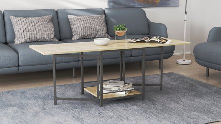 Стіл журнальний трансформер Куб Комбо Ferrum-decor 540x532x500 Чорний метал ДСП - Дуб Сонома 16 мм (FRD-105153)