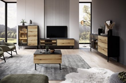 Стіл журнальний Perfect Home Ланг / Lang 1S Чорний/дуб евок (PFH-091147)