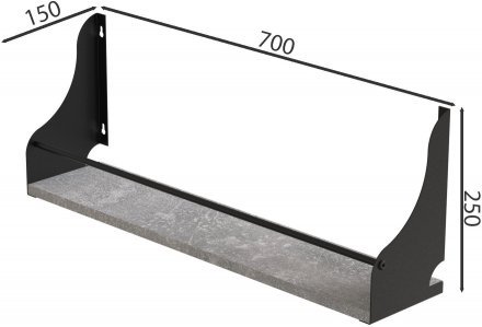 Настінна полиця Ferrum-decor Ізі 260x700x150 метал Чорний ДСП Бетон 16 мм (FRD-102953) Настінна полиця Ferrum-decor Ізі 260x700x150 метал Чорний ДСП Бетон 16 мм (FRD-102953)