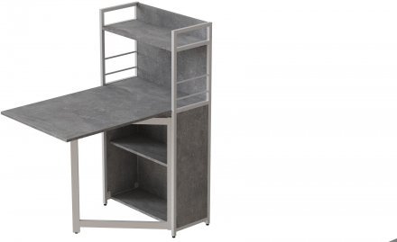 Стіл книжка з етажеркою Практик 1 Ferrum-decor 1200x640x990 Білий метал ДСП Бетон 16 мм (FRD-104624) Стіл книжка з етажеркою Практик 1 Ferrum-decor 1200x640x990 Білий метал ДСП Бетон 16 мм (FRD-104624)