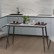Стіл кухонний розкладний Данді на конусних ногах Ferrum-decor 75x120 160)x70 Чорний метал ДСП Бетон 16 мм (FRD-106777)
