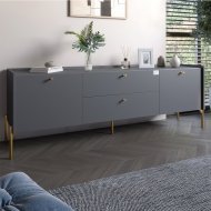 Тумба під телевізор з шухлядами LION Wood з золотими ніжками 160х65х40 см Антрацит (LION-043106) Тумба під телевізор з шухлядами LION Wood з золотими ніжками 160х65х40 см Антрацит (LION-043106)