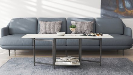 Стіл журнальний трансформер Куб Комбо Ferrum-decor 540x532x500 Чорний метал ДСП Бетон 16 мм (FRD-105155)