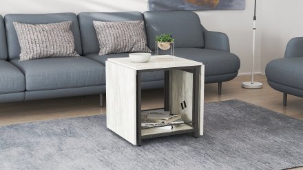 Стіл журнальний трансформер Куб Комбо Ferrum-decor 540x532x500 Чорний метал ДСП Бетон 16 мм (FRD-105155)