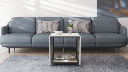 Стіл журнальний трансформер Куб Комбо Ferrum-decor 540x532x500 Чорний метал ДСП Бетон 16 мм (FRD-105155)