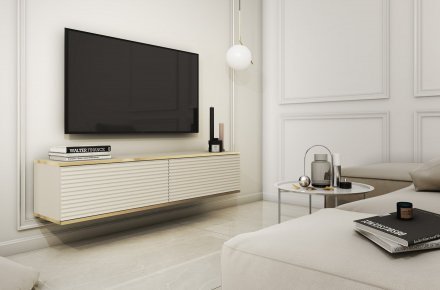 Тумба під телевізор навісна Perfect Home Оро / Oro 2-дверна RTV135 MDF Бежевий (PFH-091356)