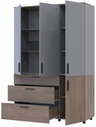Шафа для одягу Doros Торн Кремона Канноло/Сірий 3 ДСП/3Ш (полиці) 135х51.6х200 (DRS-012048)