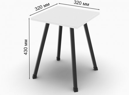 Табурет кухонний Ferrum-decor 430x320x320 Чорний метал ДСП Біле 16 мм (FRD-104639)
