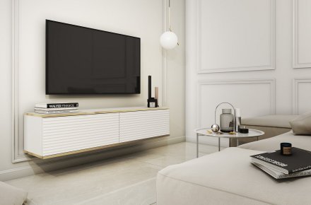 Тумба під телевізор навісна Perfect Home Оро / Oro 2-дверна RTV135 MDF Білий (PFH-091354) Тумба під телевізор навісна Perfect Home Оро / Oro 2-дверна RTV135 MDF Білий (PFH-091354)