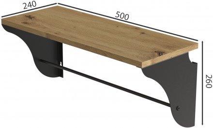 Настінна полиця Ferrum-decor Комфі 260x500x240 метал Чорний ДСП Дуб Артизан 16 мм (FRD-102721)