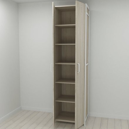 Шафа Гардероб Уні секція 7 серії Конект Ferrum-decor 220x60x50см Білий метал ДСП Дуб Сонома 16 мм (FRD-104569)
