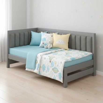 Полуторне дерев'яне ліжко Mebigrand Ліза М1 (ліва спинка) Світло-сірий (RAL-7040)/Аляска 93 (Сірий) 120x200 см MBG-25841 Полуторне дерев'яне ліжко Mebigrand Ліза М1 (ліва спинка) Світло-сірий (RAL-7040)/Аляска 93 (Сірий) 120x200 см MBG-25841