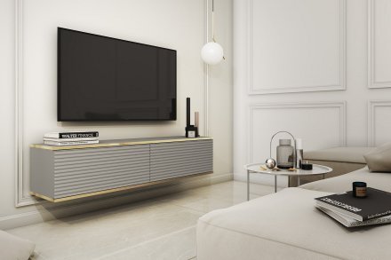 Тумба під телевізор навісна Perfect Home Оро / Oro 2-дверна RTV135 MDF Сірий (PFH-091357) Тумба під телевізор навісна Perfect Home Оро / Oro 2-дверна RTV135 MDF Сірий (PFH-091357)
