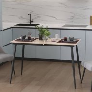 Стіл кухонний розкладний Данді на конусних ногах Ferrum-decor 75x120 160)x70 Чорний метал ДСП Дуб Сан-Марино 16 мм (FRD-106782)